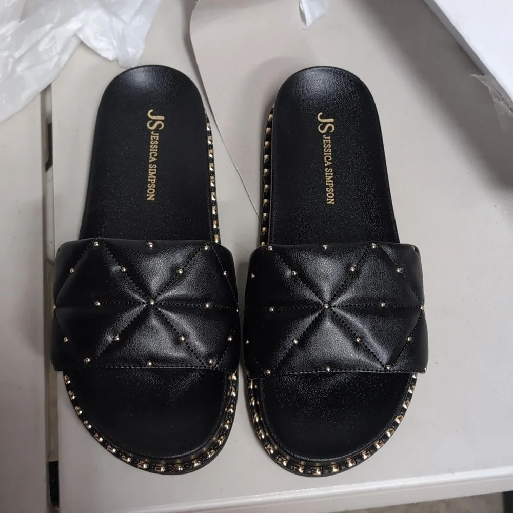 Jessica Simpson Black Quilted Studded Sandals